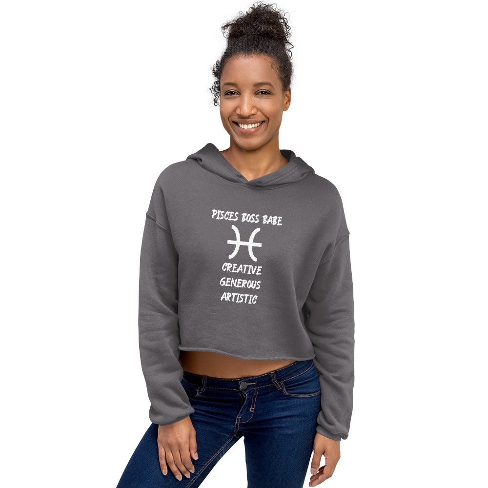 “Pisces Boss Babe” Women’s Crop Hoodie