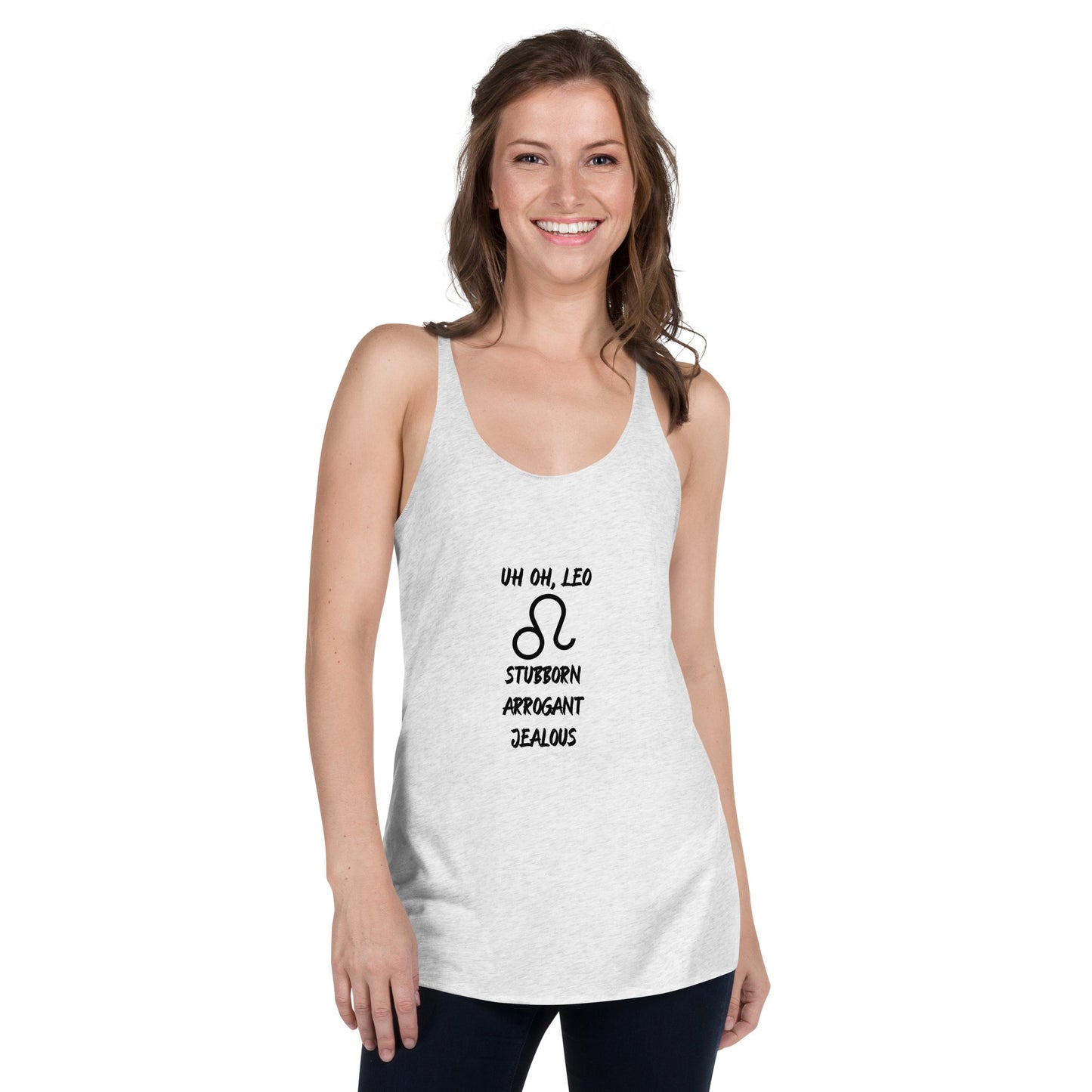 “Uh Oh, Leo” Women's Racerback Tank