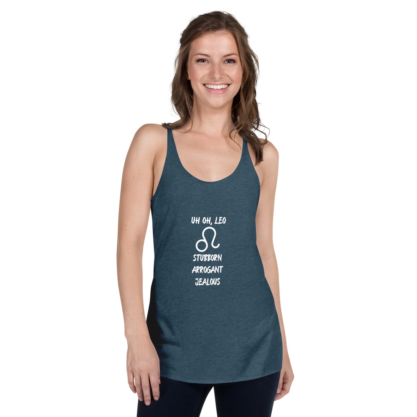 “Uh Oh, Leo” Women's Racerback Tank