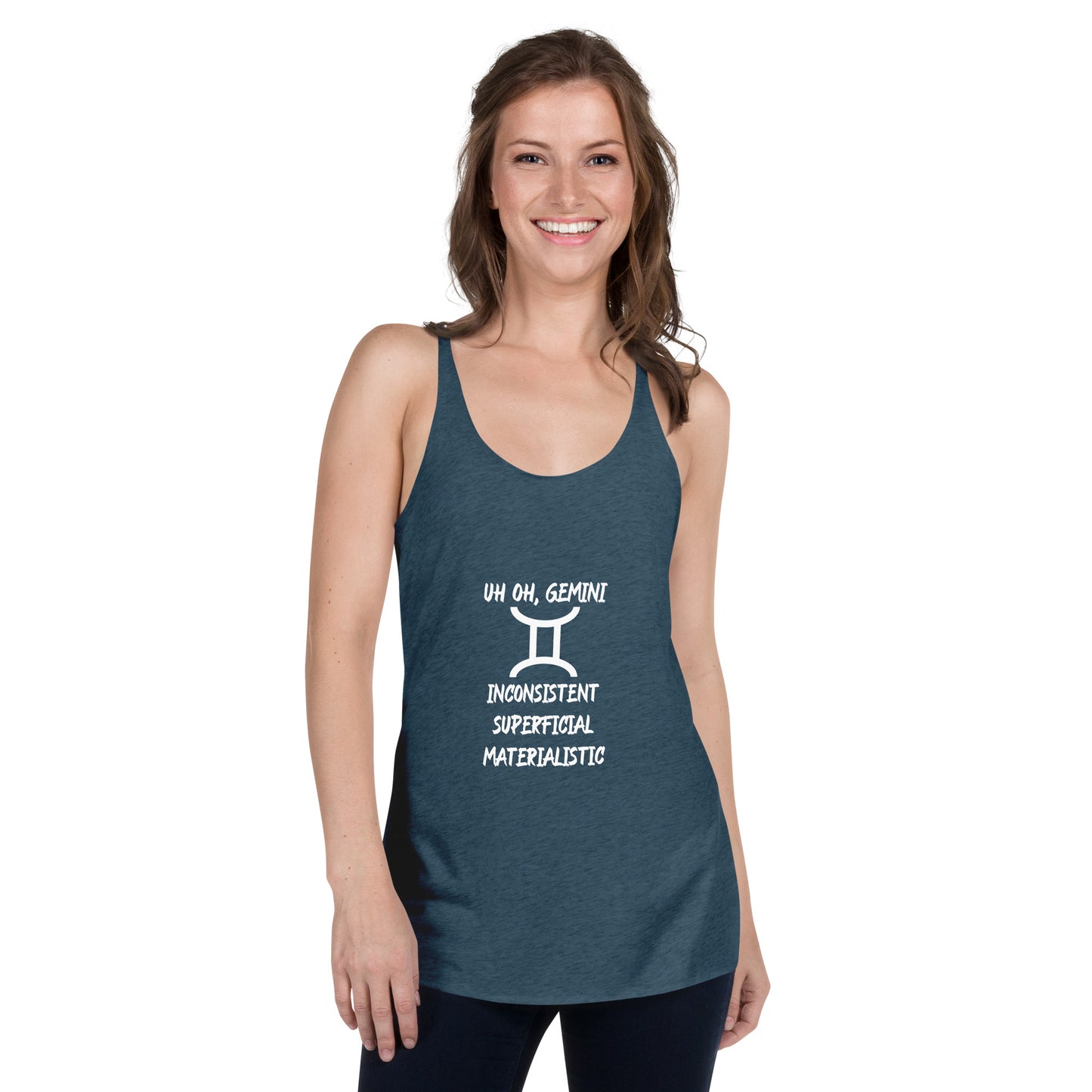 “Uh Oh, Gemini” Women's Racerback Tank