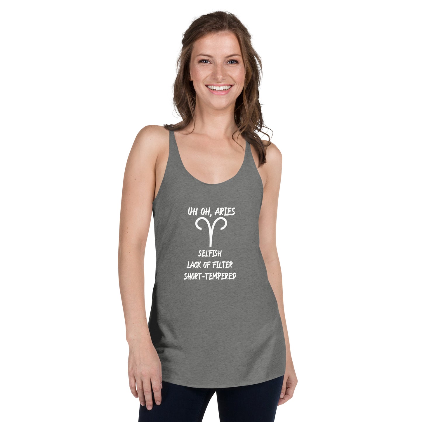 “Uh Oh, Aries” Women's Racerback Tank