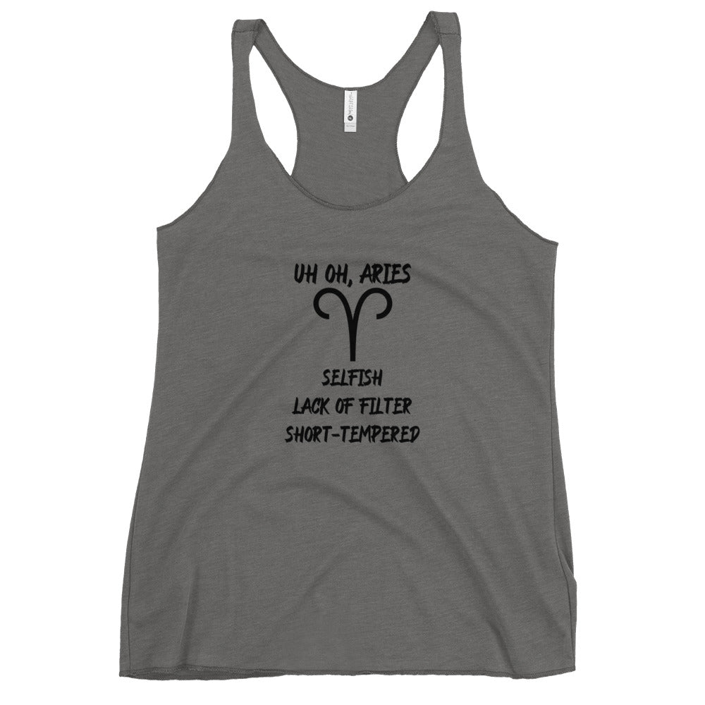 “Uh Oh, Aries” Women's Racerback Tank