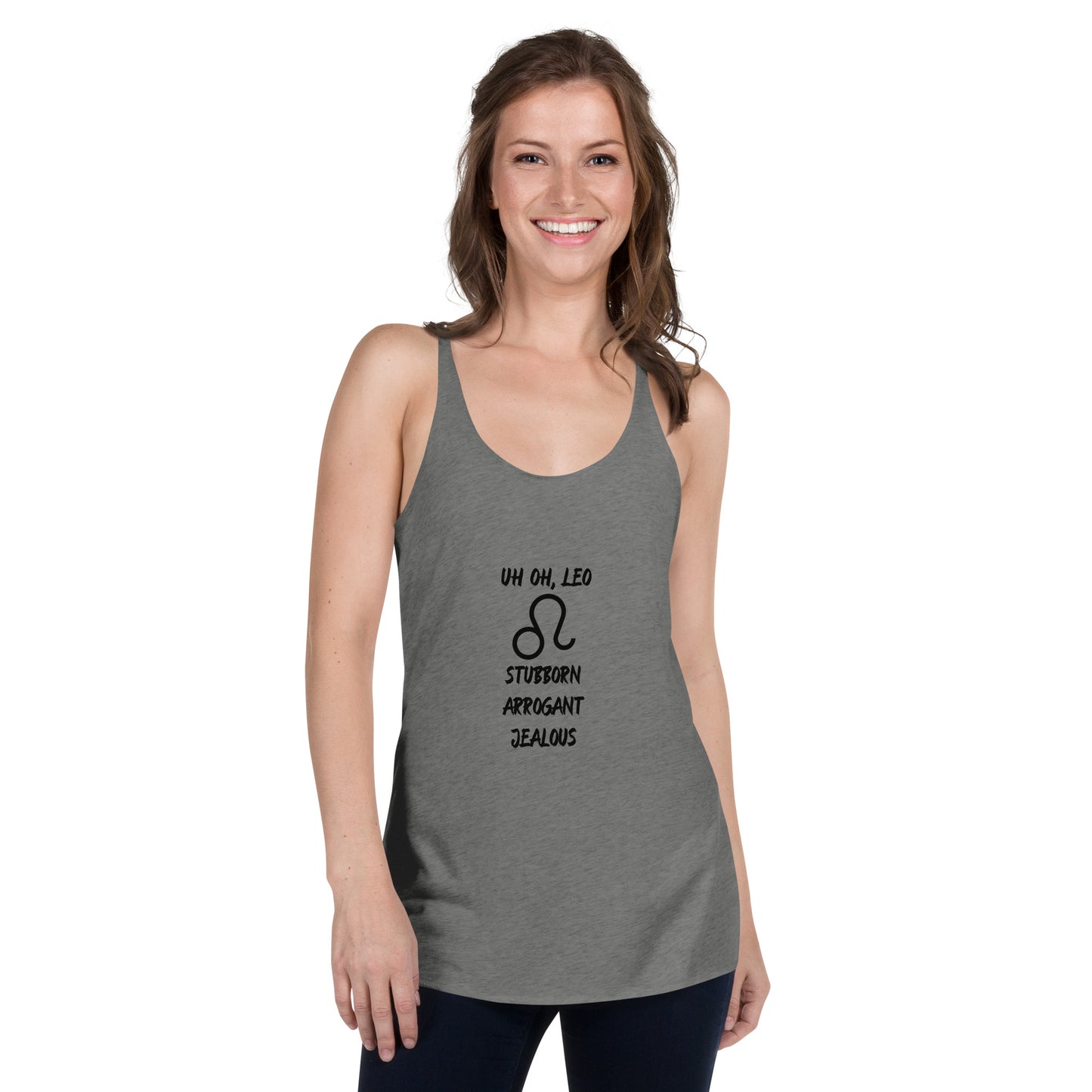 “Uh Oh, Leo” Women's Racerback Tank