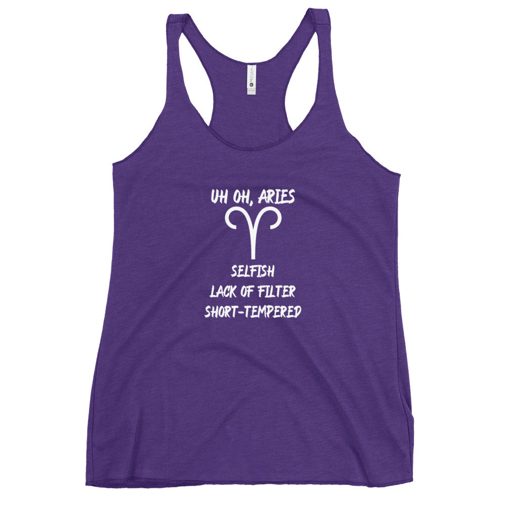 “Uh Oh, Aries” Women's Racerback Tank