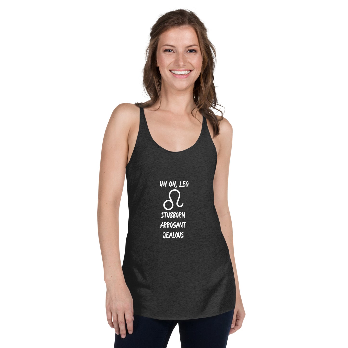 “Uh Oh, Leo” Women's Racerback Tank