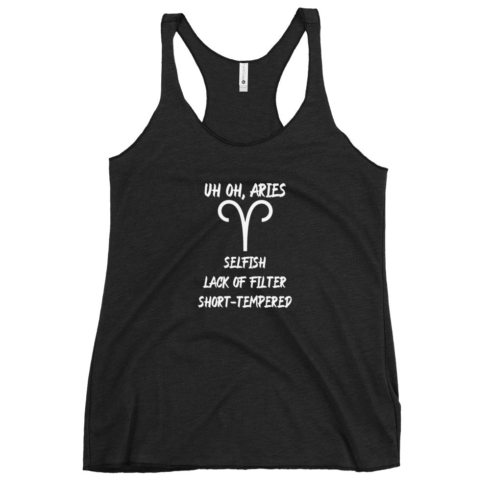 “Uh Oh, Aries” Women's Racerback Tank
