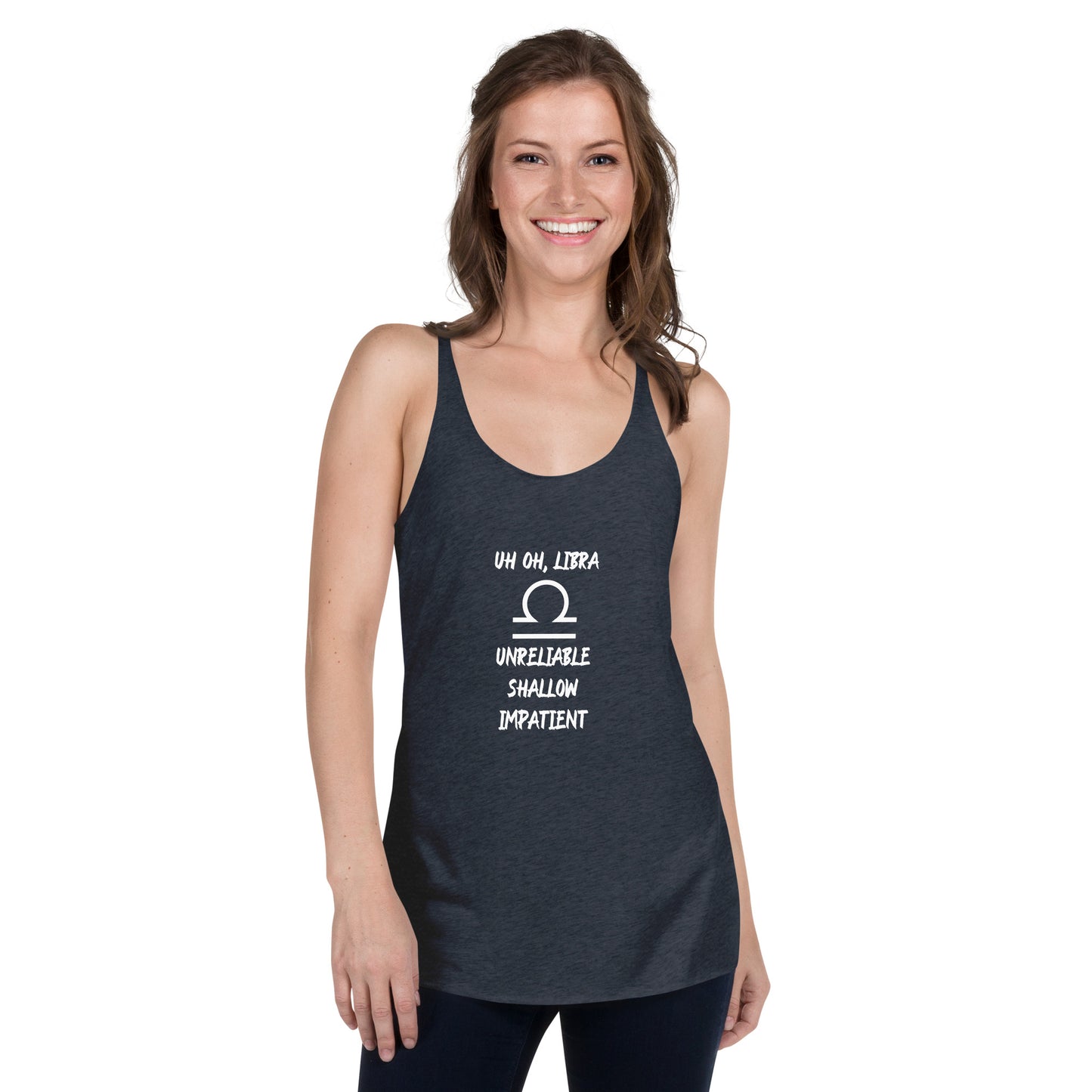 “Uh Oh, Libra” Women's Racerback Tank