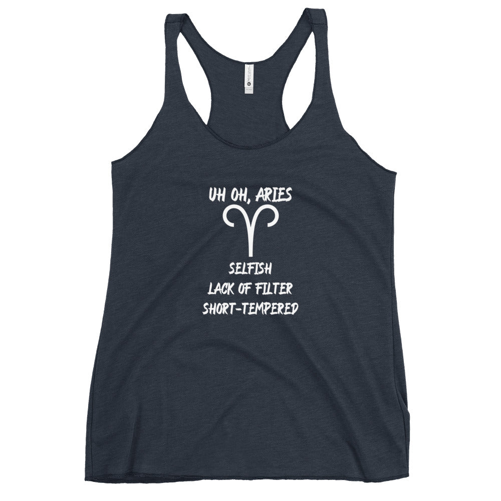 “Uh Oh, Aries” Women's Racerback Tank