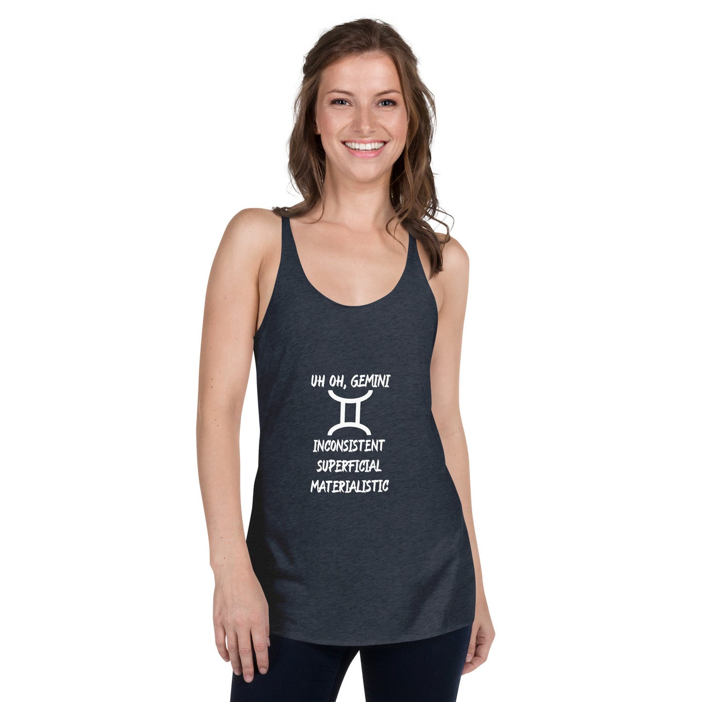 “Uh Oh, Gemini” Women's Racerback Tank