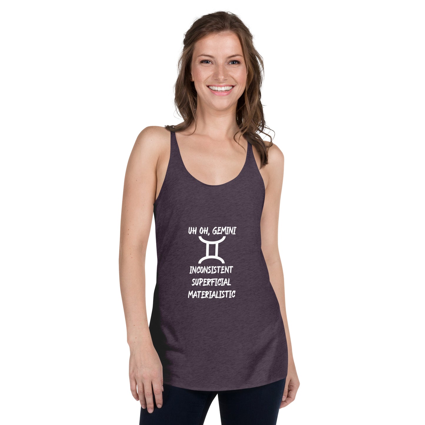 “Uh Oh, Gemini” Women's Racerback Tank