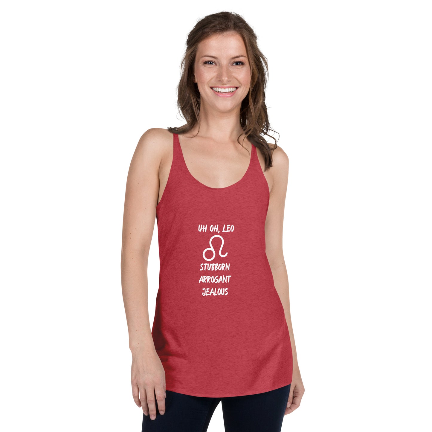 “Uh Oh, Leo” Women's Racerback Tank