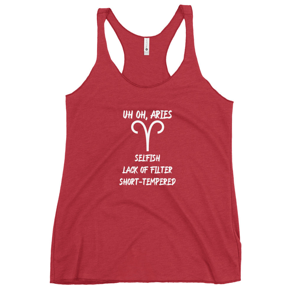 “Uh Oh, Aries” Women's Racerback Tank