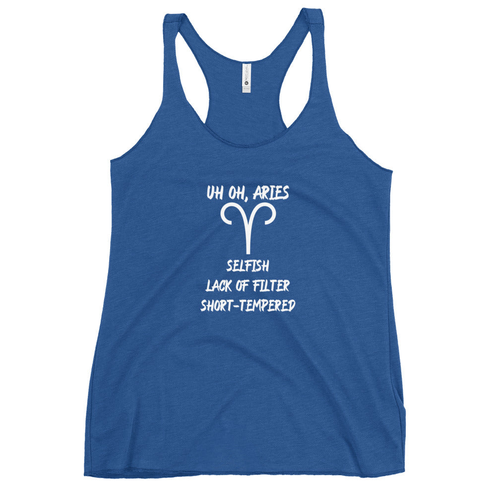 “Uh Oh, Aries” Women's Racerback Tank