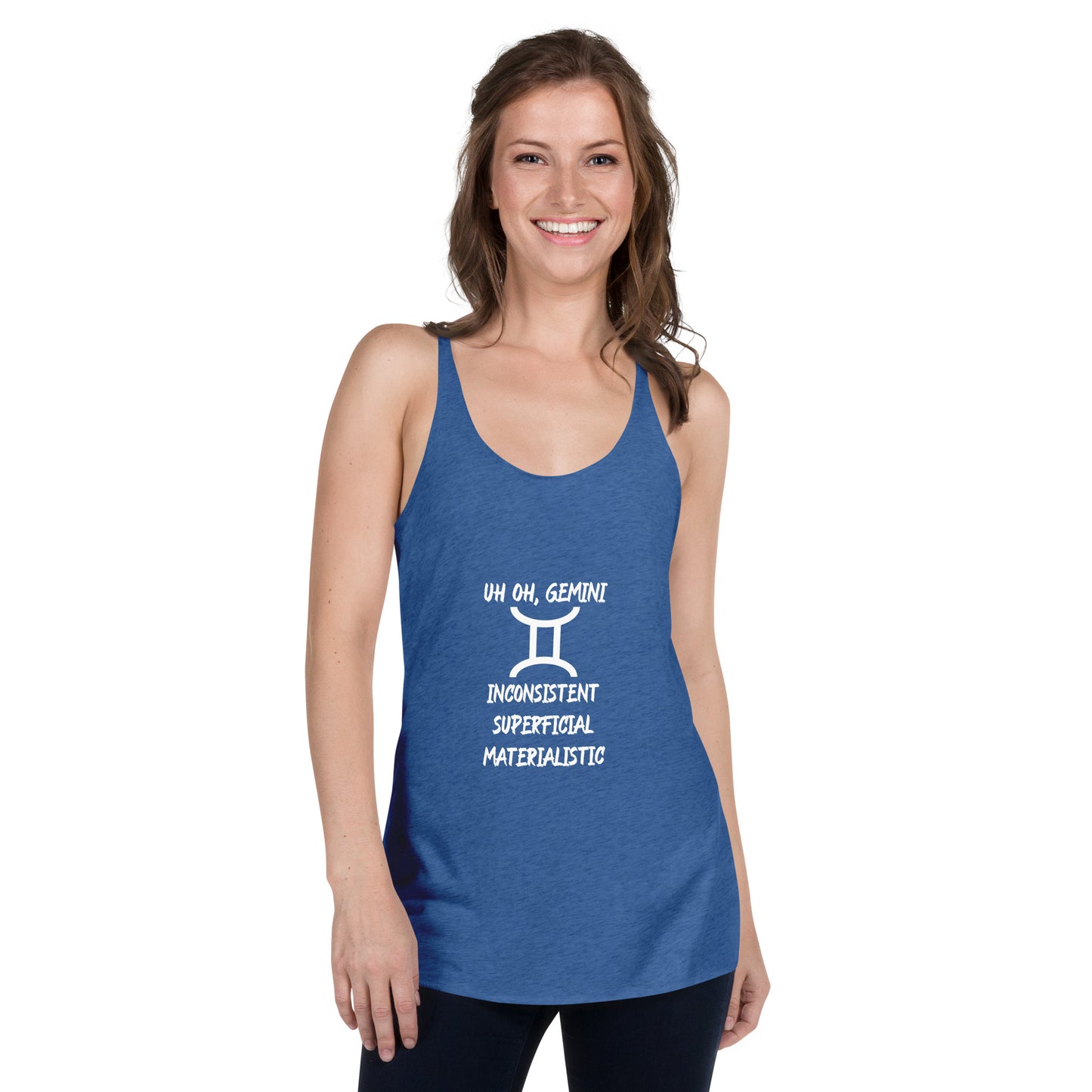 “Uh Oh, Gemini” Women's Racerback Tank