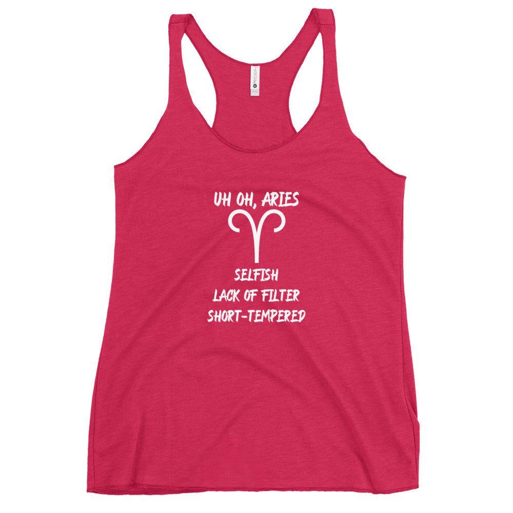 “Uh Oh, Aries” Women's Racerback Tank