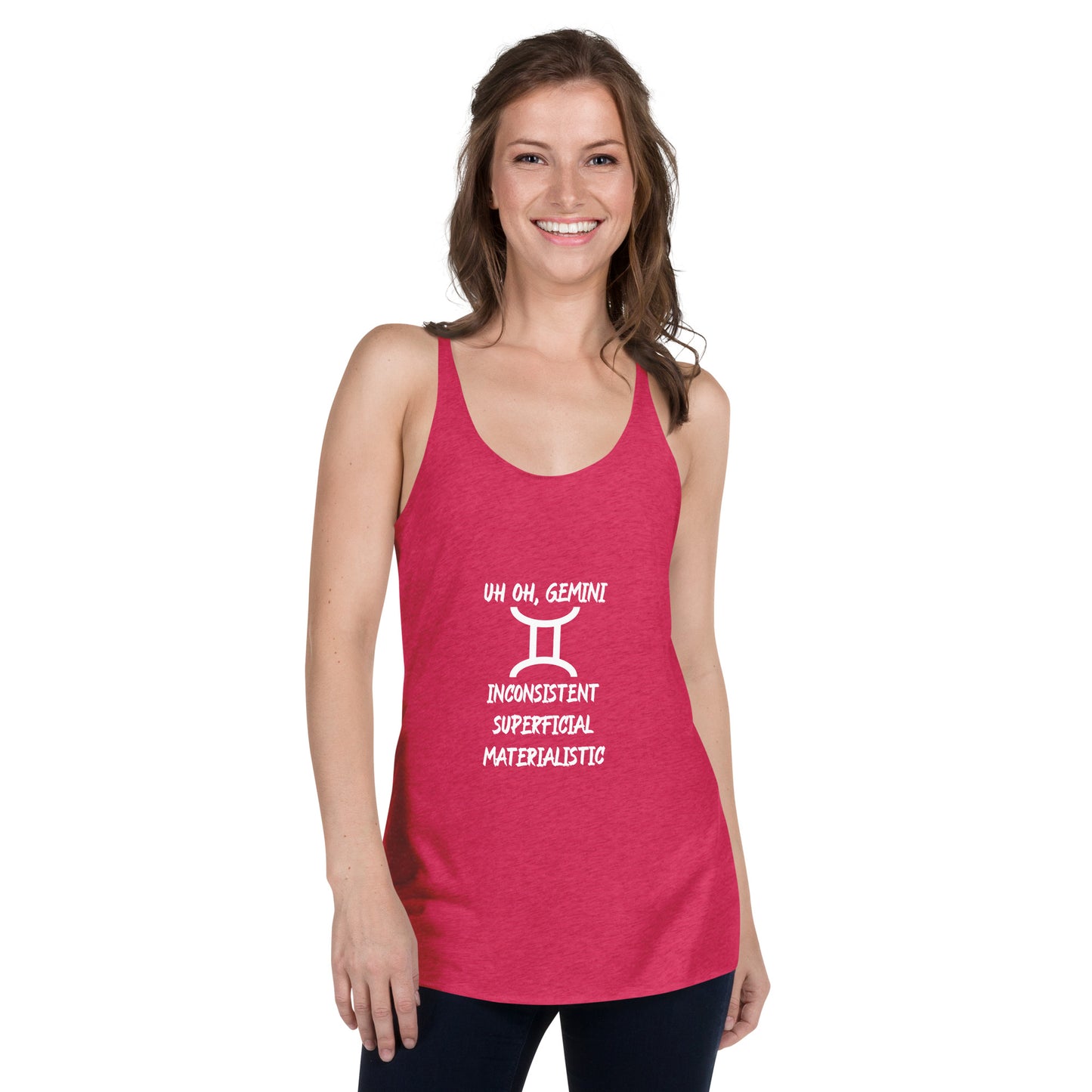 “Uh Oh, Gemini” Women's Racerback Tank