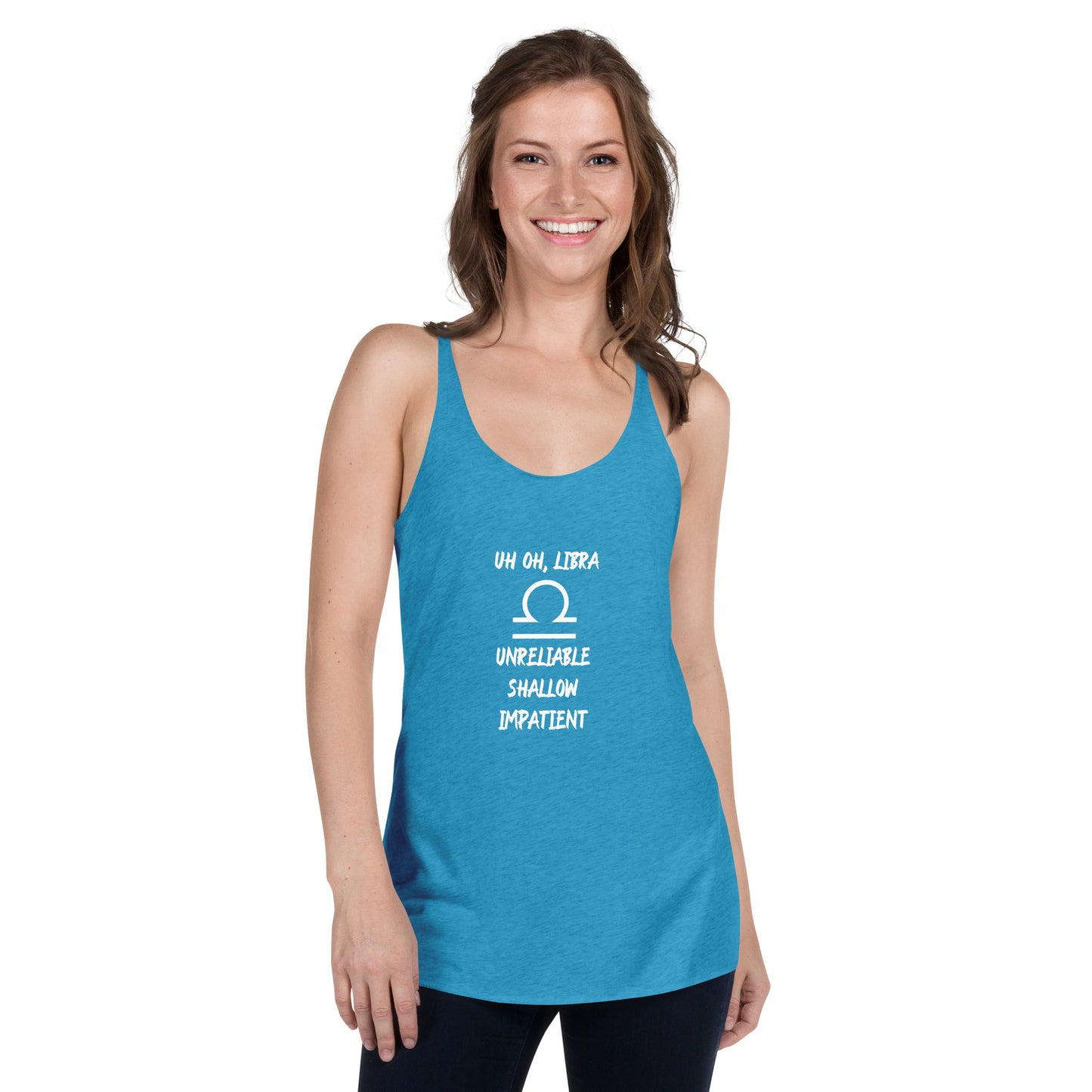 “Uh Oh, Libra” Women's Racerback Tank