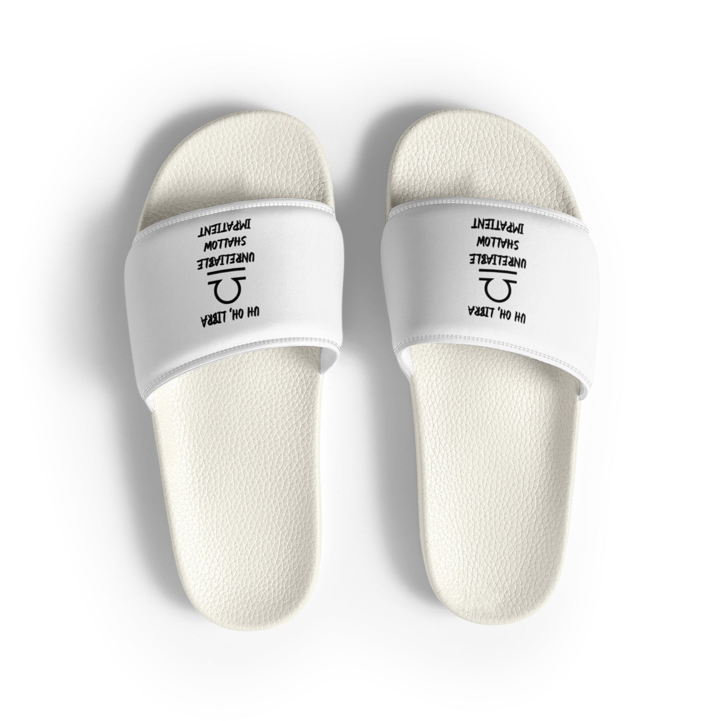 “Uh Oh, Libra” Women's Slides