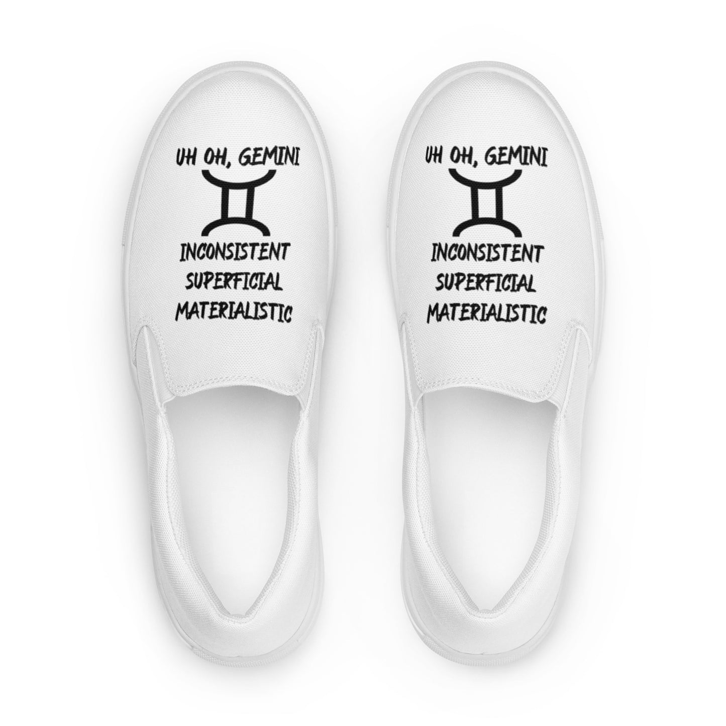 “Uh Oh, Gemini” Women’s Slip-On Canvas Shoes