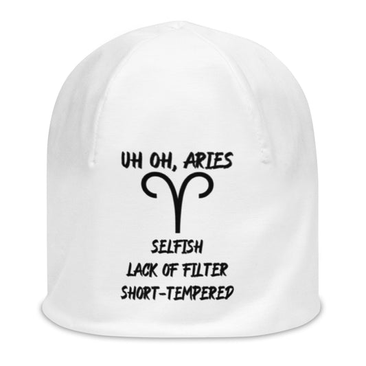 “Uh Oh, Aries” Big Print Beanie
