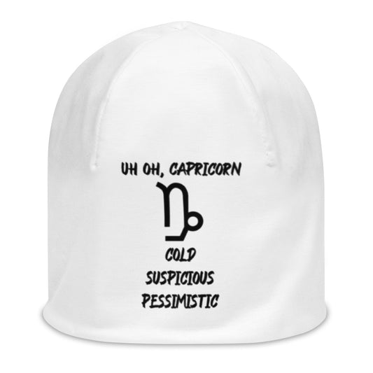 “Uh Oh, Capricorn” Big Print Beanie
