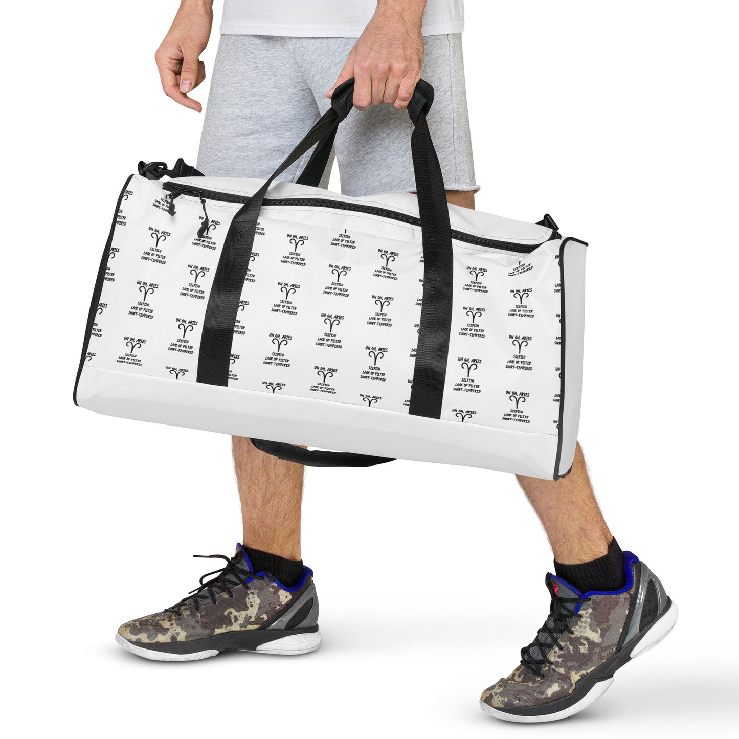 “Uh Oh, Aries” Duffle Bag