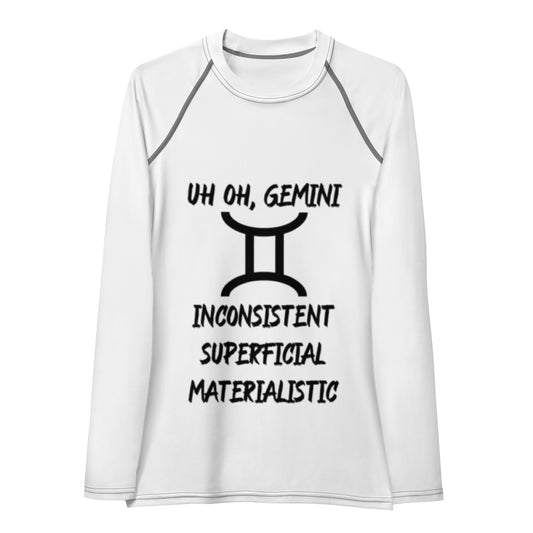 “Uh Oh, Gemini” Women's Rash Guard