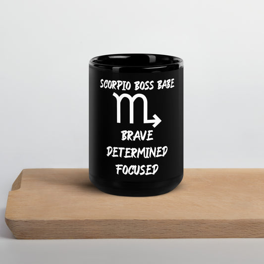 “Scorpio Boss Babe” Black Glossy Mug