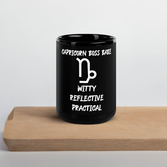 “Capricorn Boss Babe” Black Glossy Mug