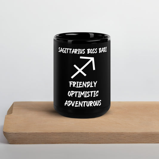 “Sagittarius Boss Babe” Black Glossy Mug