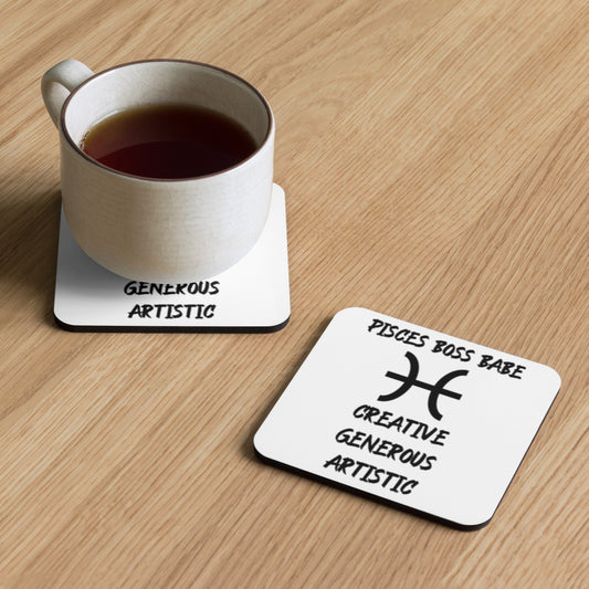 “Pisces Boss Babe” Cork-Back Coaster
