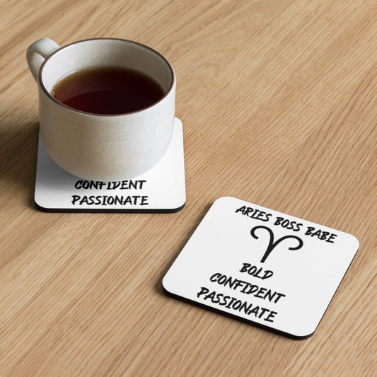 “Aries Boss Babe” Cork-Back Coaster