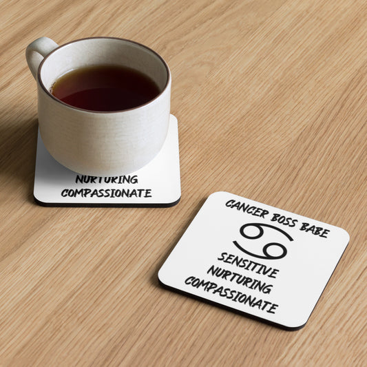 “Cancer Boss Babe” Cork-Back Coaster