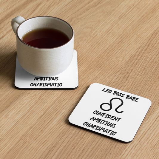 “Leo Boss Babe” Cork-Back Coaster
