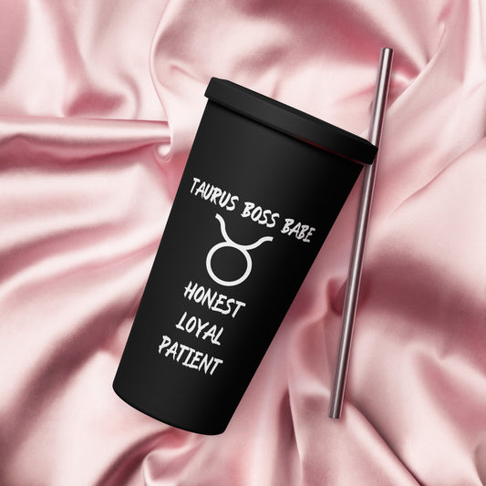 “Taurus Boss Babe” Insulated Tumbler With A Straw