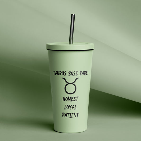 “Taurus Boss Babe” Insulated Tumbler With A Straw