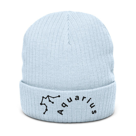 “Aquarius” Ribbed Knit Beanie