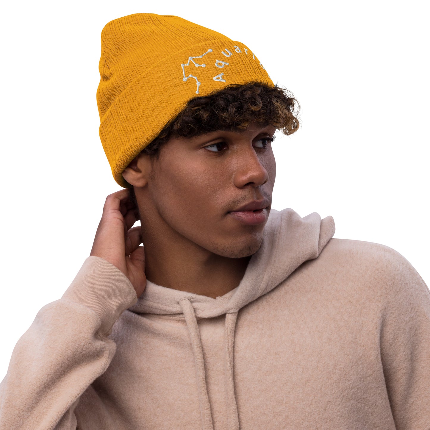 “Aquarius” Ribbed Knit Beanie