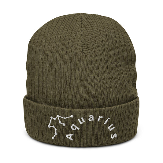 “Aquarius” Ribbed Knit Beanie