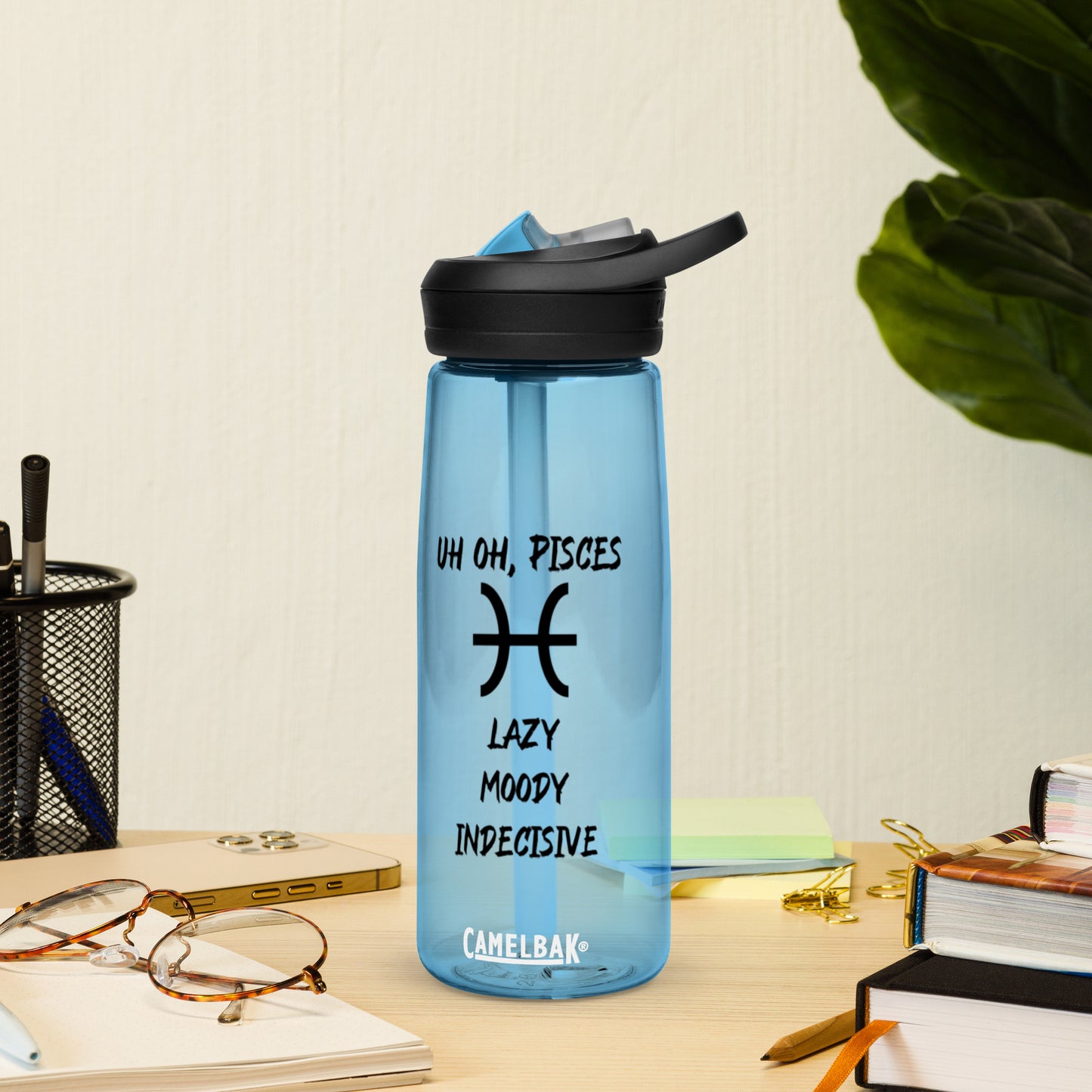 “Uh Oh, Pisces” Sports Water Bottle