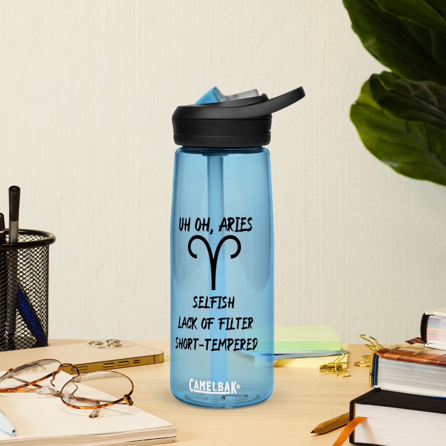 “Uh Oh, Aries” Sports Water Bottle