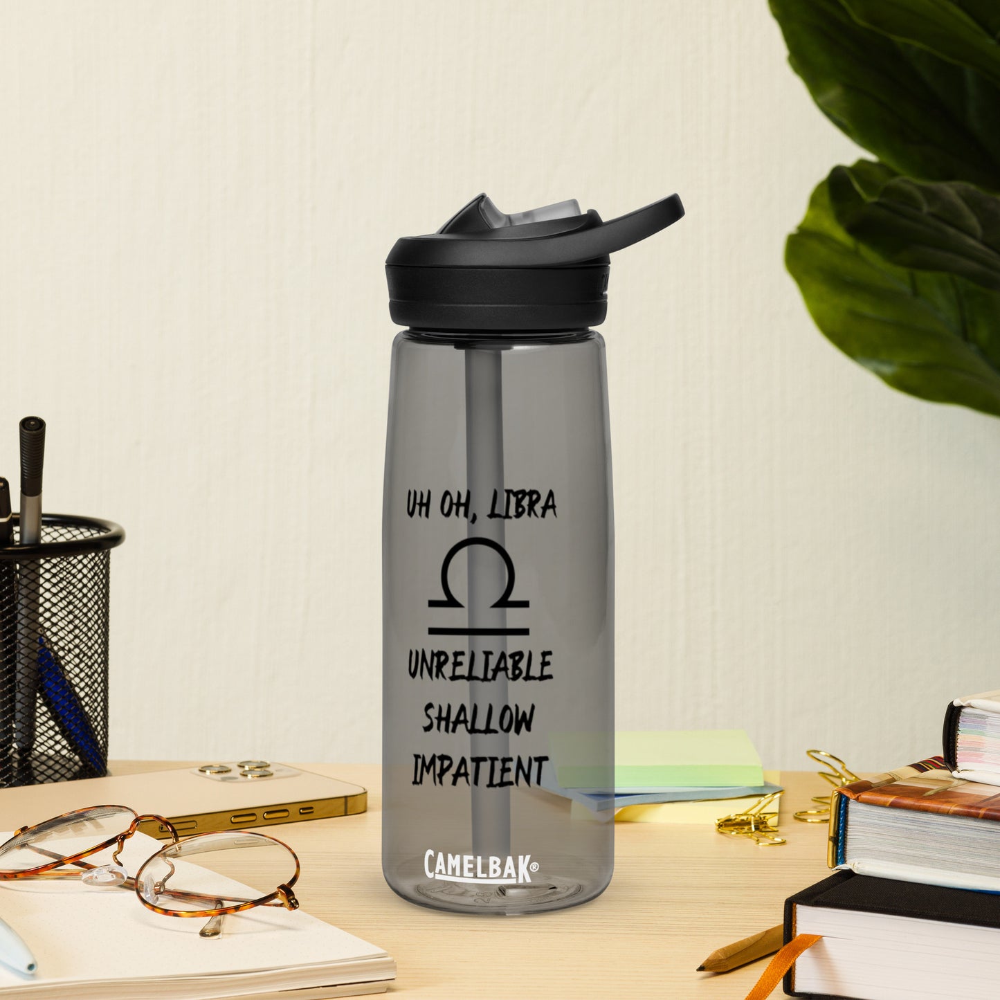 “Uh Oh, Libra” Sports Water Bottle