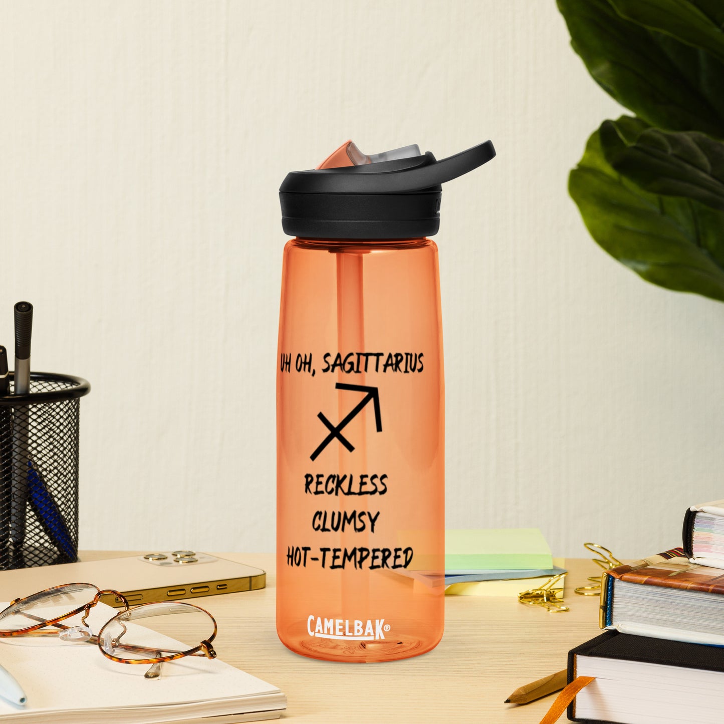 “Uh Oh, Sagittarius” Sports Water Bottle