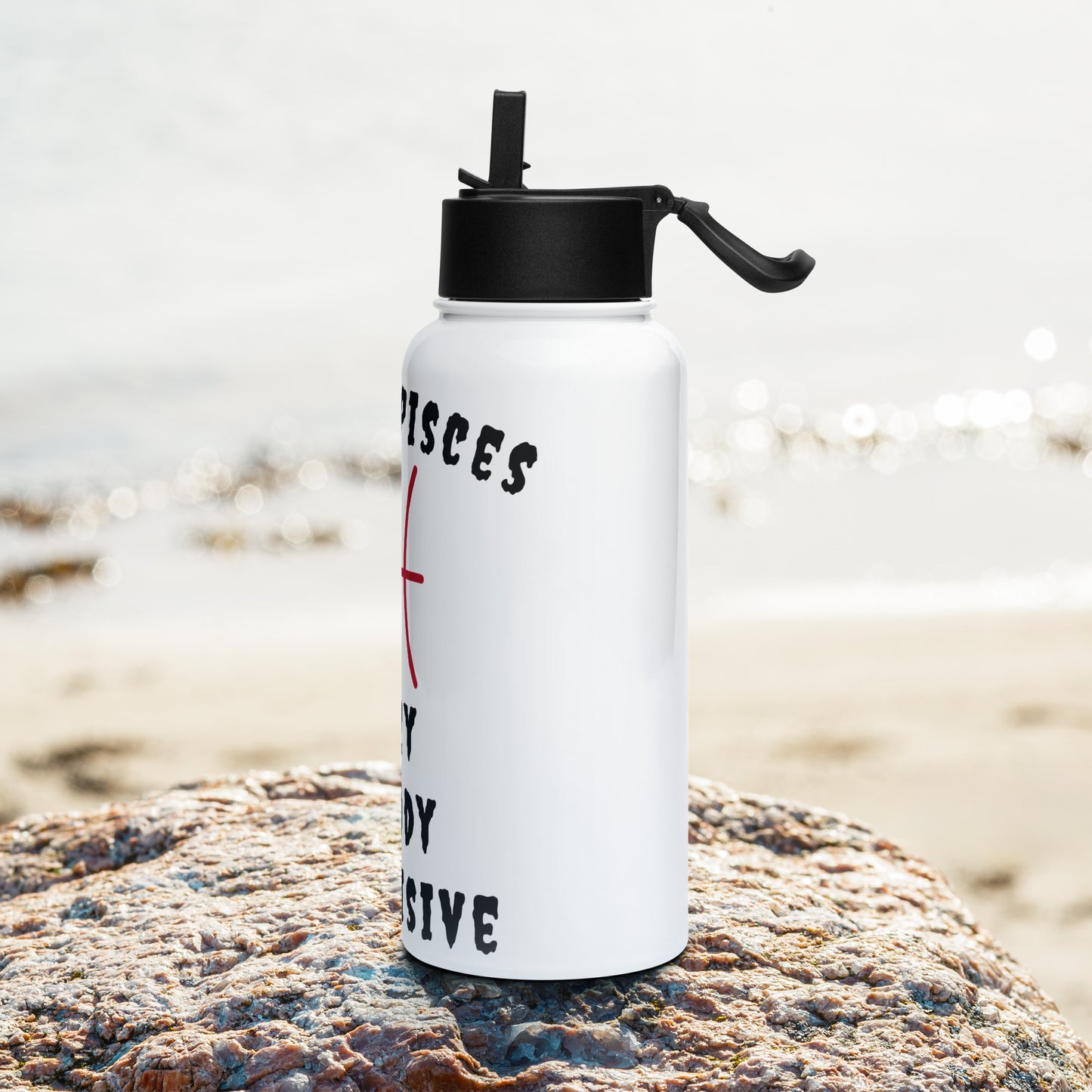 “Uh Oh, Pisces” Stainless Steel Water Bottle With A Straw Lid
