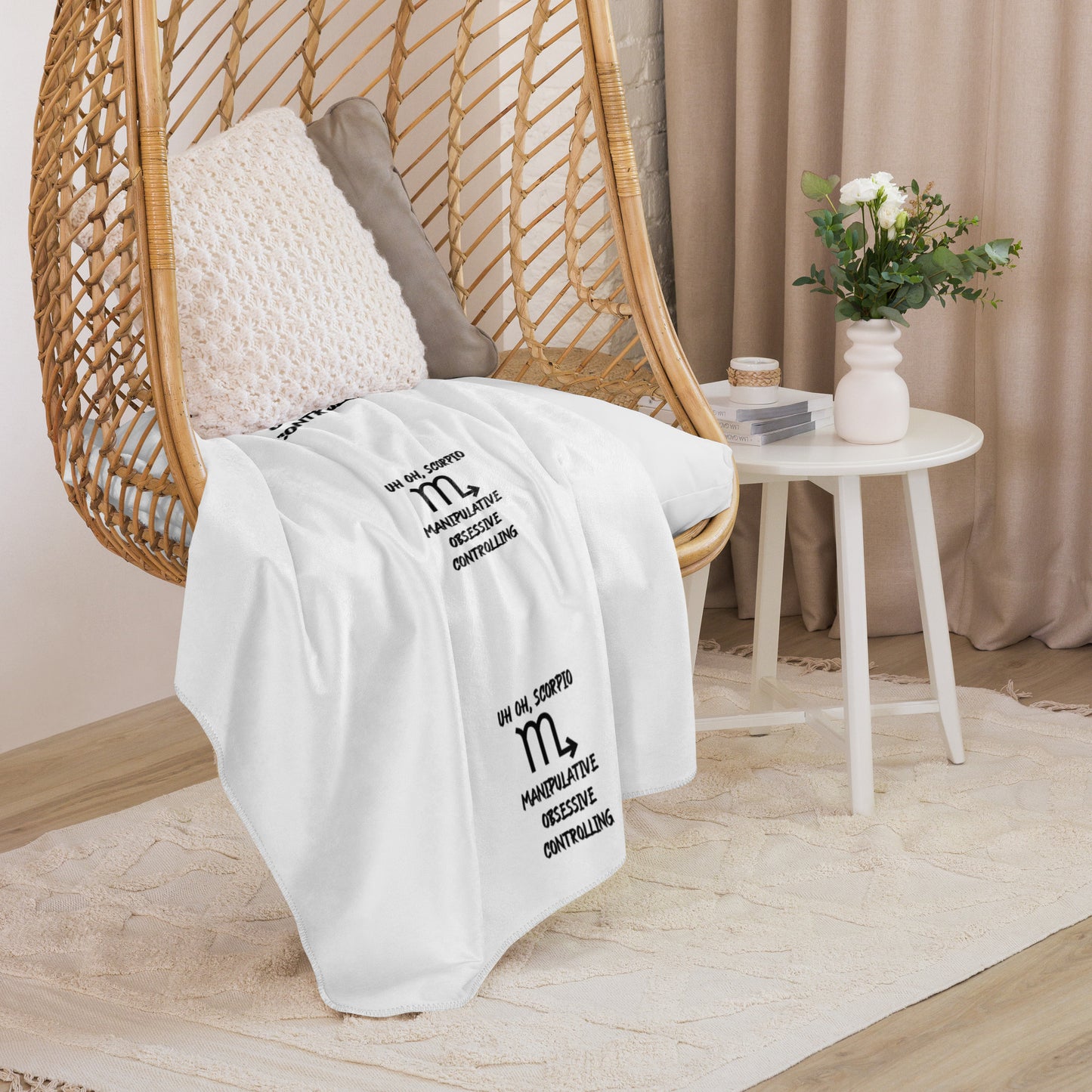 “Uh Oh, Scorpio” Sherpa Blanket