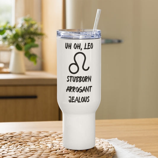 “Uh Oh, Leo” Travel Mug With A Handle