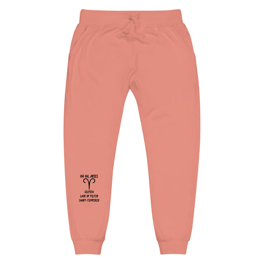 “Uh Oh, Aries” Unisex Fleece Sweatpants