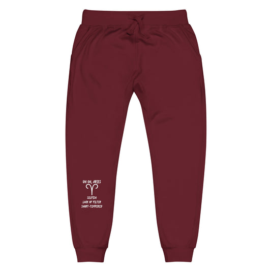 “Uh Oh, Aries” Unisex Fleece Sweatpants