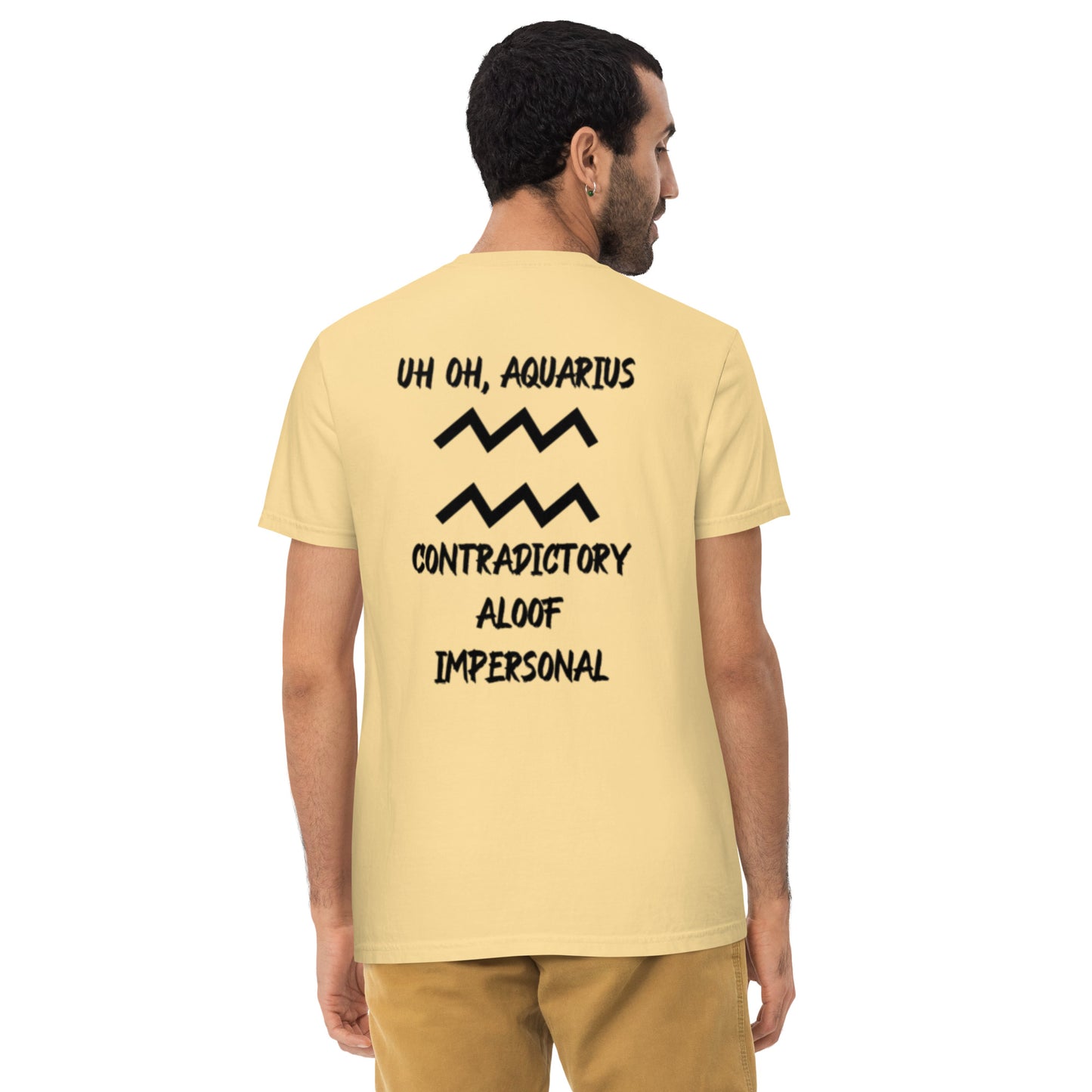 “Uh Oh, Aquarius” Unisex Garment-Dyed Pocket T-Shirt