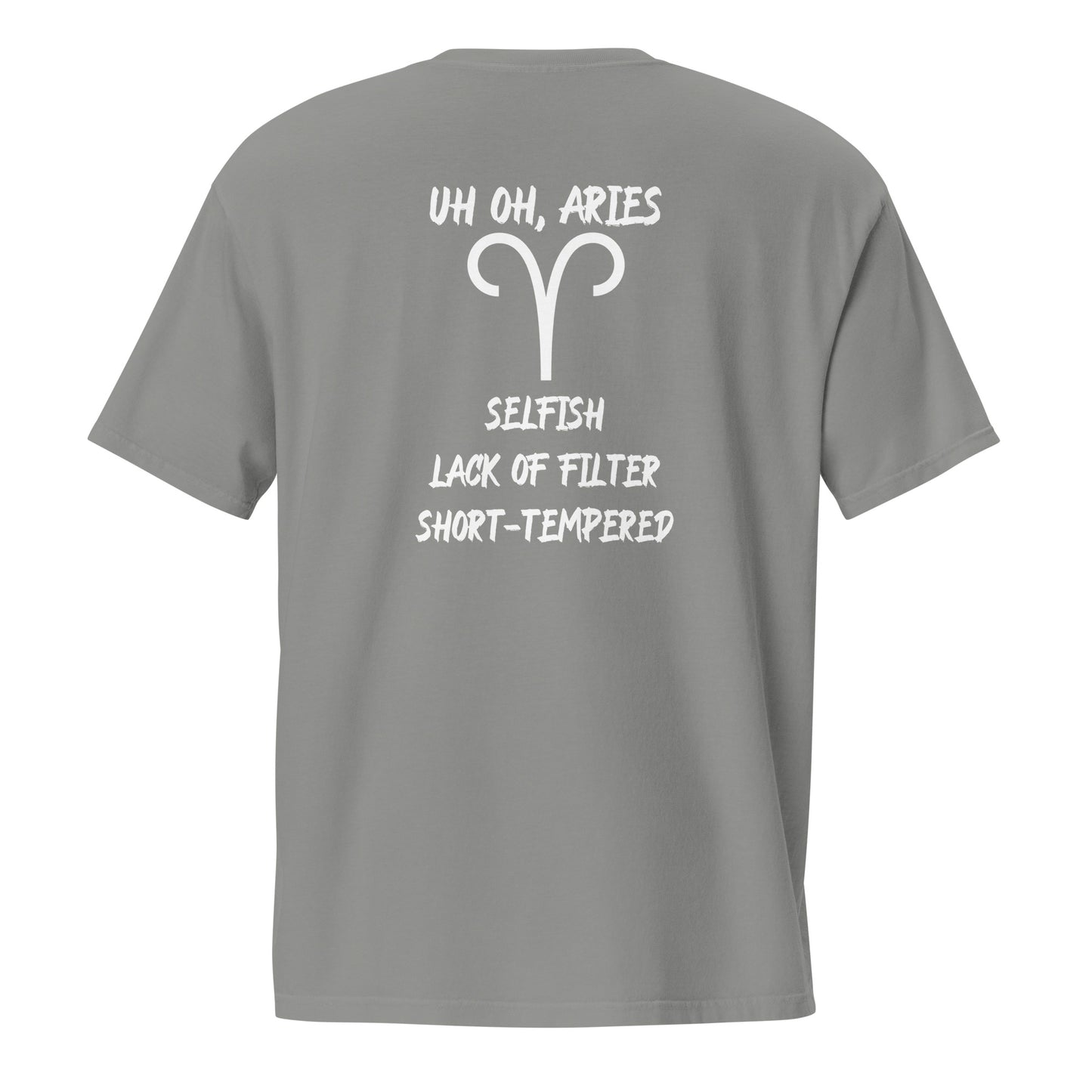 “Uh Oh, Aries” Unisex Garment-Dyed Pocket T-Shirt